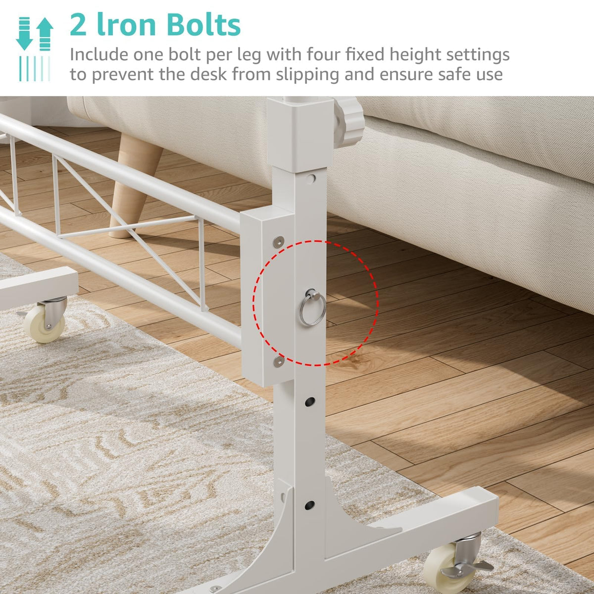 WINAZ Rolling Standing Desk with Wheels, 32" Adjustable Height Small Portable Teacher Desk for Classroom, Mobile Treadmill Walking Pad Table for Laptop, Compact White Home Office Workstation